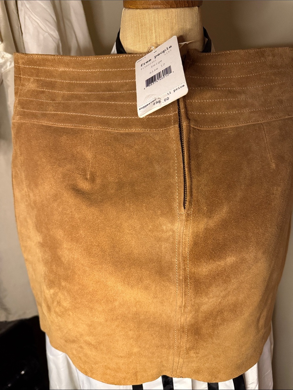 Free People Suede Mini Skirt in Camel - Picture 4 of 6